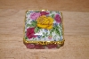 +Multi Colored Roses Square Porcelin Trinket Box With Candle