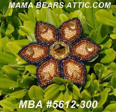 MBA #5612-300 "Brown & Amber Bead Flower Brooch"