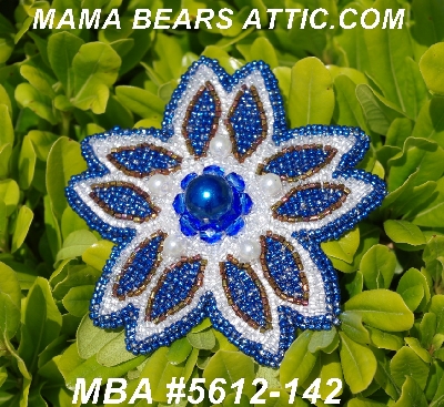 MBA #5612-142 "Blue & Clear Luster Bead Flower Brooch"