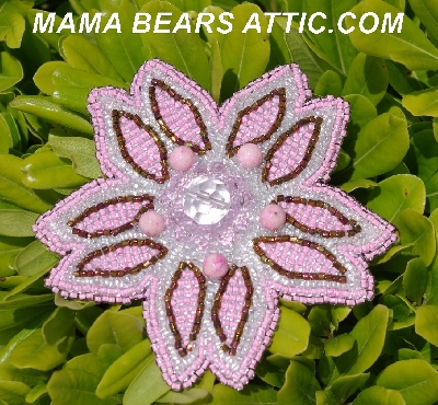 MBA #5612-0066 "Pink Bead Flower Brooch"