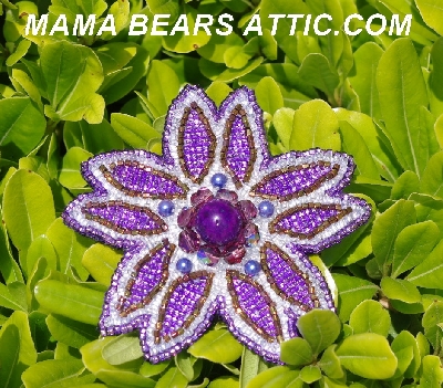 MBA #5612-0131 "Purple Bead Flower Brooch"