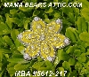 MBA #5612-217  "Silver & Yellow Glass Bead Flower Brooch"