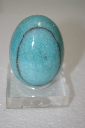 +MBA #11-337   1980's Large Light Blue Enhanced Marble Egg