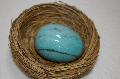 +MBA #11-337   1980's Large Light Blue Enhanced Marble Egg