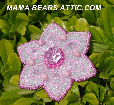 MBA #5612-0073 "Pink & Clear Luster Bead Flower Brooch"