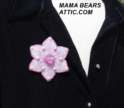 MBA #5612-0073 "Pink & Clear Luster Bead Flower Brooch"