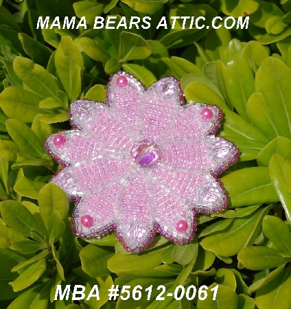 MBA #5612-0061 "Pink & Clear Glass Bead Flower Brooch"