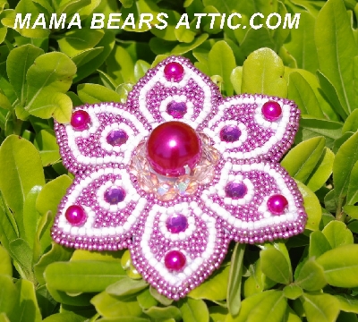 MBA #5612-0064 "White & Pink Bead Flower Brooch" 