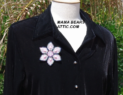 MBA #5612-322  "Clear & Pink Bead Flower Brooch"