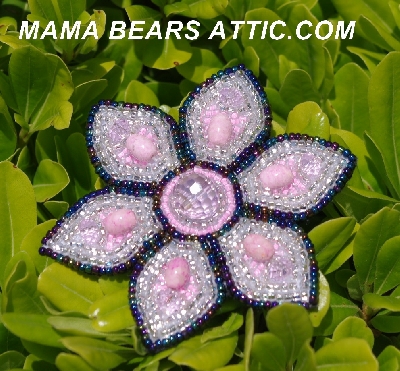 MBA #5612-322  "Clear & Pink Bead Flower Brooch"