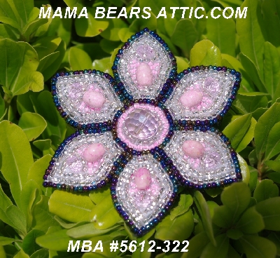 MBA #5612-322  "Clear & Pink Bead Flower Brooch"