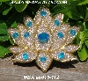 MBA #5613-112  "Gold & Blue Bead Flower Brooch"