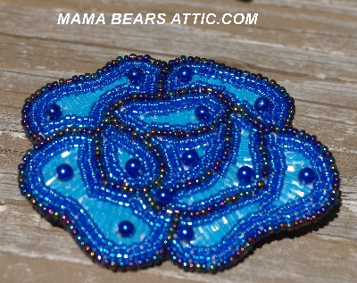 MBA #5613-0056 "Blue Glass Bead Rose Brooch"