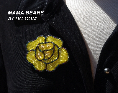 MBA #5613-260  "Yellow Glass Bead Rose Brooch"