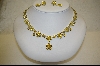 +MBA #CZY   "Yellow" CZ Floral Necklace W/ Matching Pierced Earrings