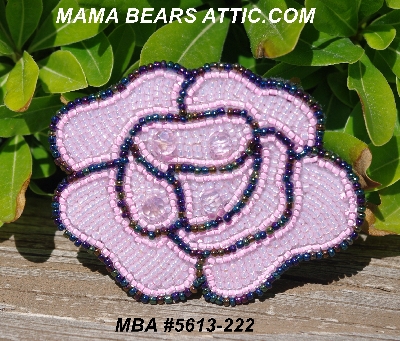 MBA #5613-222 "Pink Glass Bead Rose Brooch"