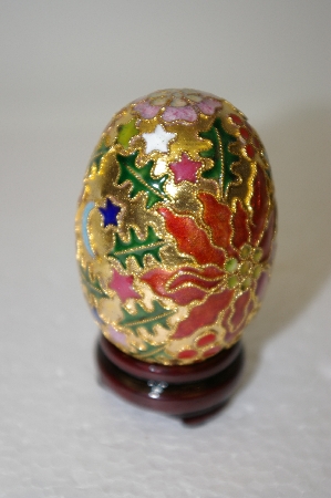 +MBA #11-197  1990's Cloisonne Red Poinsetta Egg