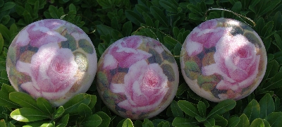 +MBA #5614-132  "1990's Set Of 12 Victorian Style Pink Rose Ornaments"