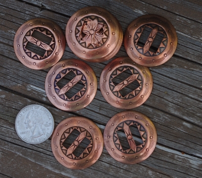 MBA #5614-0005   "1990's Set Of (24) Tandy Leather Copper Conchos"