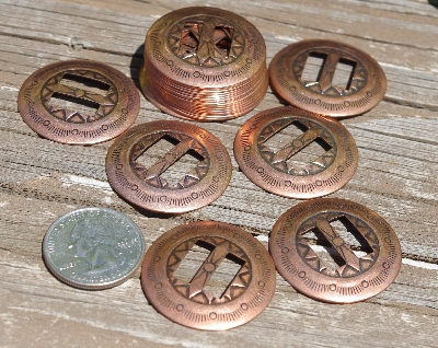 MBA #5614-0005   "1990's Set Of (24) Tandy Leather Copper Conchos"