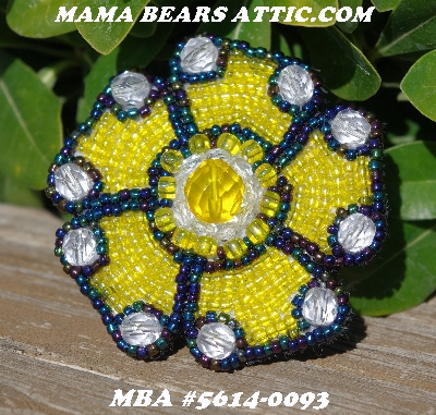 MBA #5614-0093 "Yellow Glass Bead Flower Brooch"
