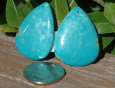 +MBA #5614- 0037  "Set Of (2) Tear Drop Shapped Blue Turquoise Stones"