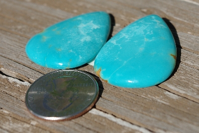 +MBA #5614- 0037  "Set Of (2) Tear Drop Shapped Blue Turquoise Stones"