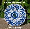 MBA #5614-0087  "White & Blue Glass Bead Round Brooch"