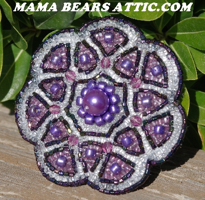 MBA #5614-0199  "Lavender & Clear Luster Glass Bead Brooch"