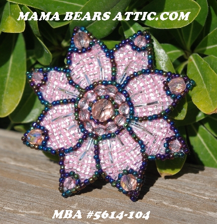 MBA #5614-104  "Pink Glass Bead Flower Brooch"