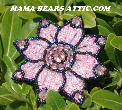 MBA #5614-104  "Pink Glass Bead Flower Brooch"