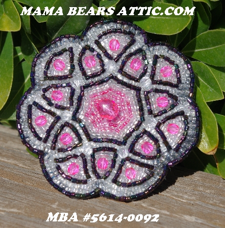 MBA #5614-0092  "Clear Luster & Hot Pink Glass Bead Brooch"