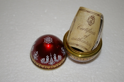 +MBA #11-222  1980's Made In Austria Elizabeth Steinbock Red Enamled Egg Trinket Box