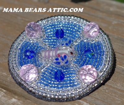 MBA #5615-9732  "Silver, Blue & Pink Glass Bead Dragonfly Brooch"