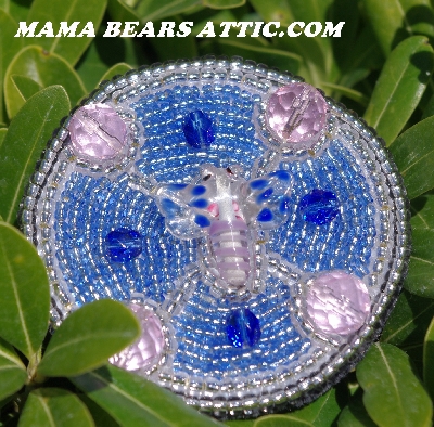 MBA #5615-9732  "Silver, Blue & Pink Glass Bead Dragonfly Brooch"