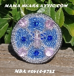 MBA #5615-9732  "Silver, Blue & Pink Glass Bead Dragonfly Brooch"