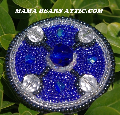 MBA #5615-9745  "Blue & Clear Glass Round Bead Brooch"