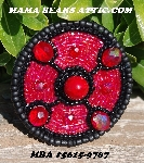 MBA #5615-9767  "Black & Red Glass Round Bead Brooch"