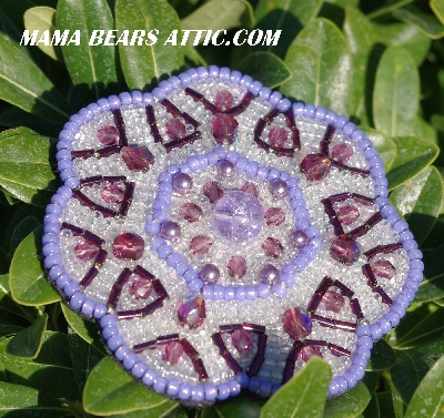 MBA #5616B-132  "Lavender, Purple & Clear Luster Glass Bead Brooch"