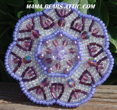 MBA #5616B-132  "Lavender, Purple & Clear Luster Glass Bead Brooch"