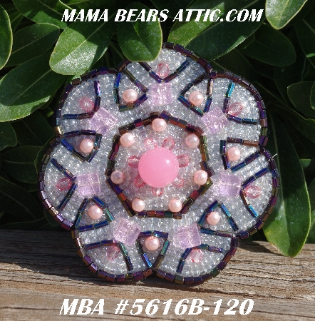 MBA #5616B-120  "Pink Glass Bead Brooch"