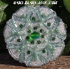 MBA #5616B-181 "Green & Pearl White Glass Bead Brooch"