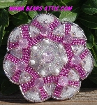 MBA #5616B-213  "Pink & White Glass Bead Brooch"