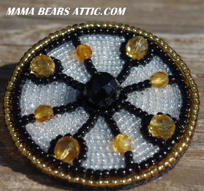 MBA #5616B-244 "Black. Gold & Clear Luster Glass Bead Brooch"