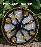 MBA #5616B-244 "Black. Gold & Clear Luster Glass Bead Brooch"