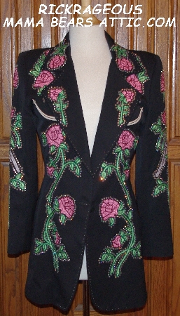 MBAJ #0348  "Rickrageous Black "Guns & Roses" Long Blazer"