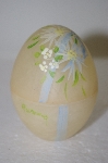 +MBA #11-234  1990's  Pale Yellow Frosted Glass Hand Painted Egg Dish