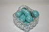 +MBA #11-070  1990's Glass Basket & 12 Hand Carved &  Painted Wooden Eggs