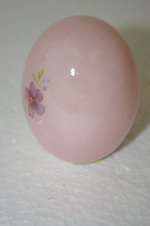 +MBA #11-103   1980's Pink Rose Quartz Egg With Floral Decal