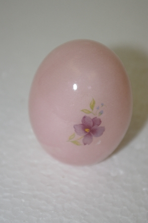+MBA #11-103   1980's Pink Rose Quartz Egg With Floral Decal